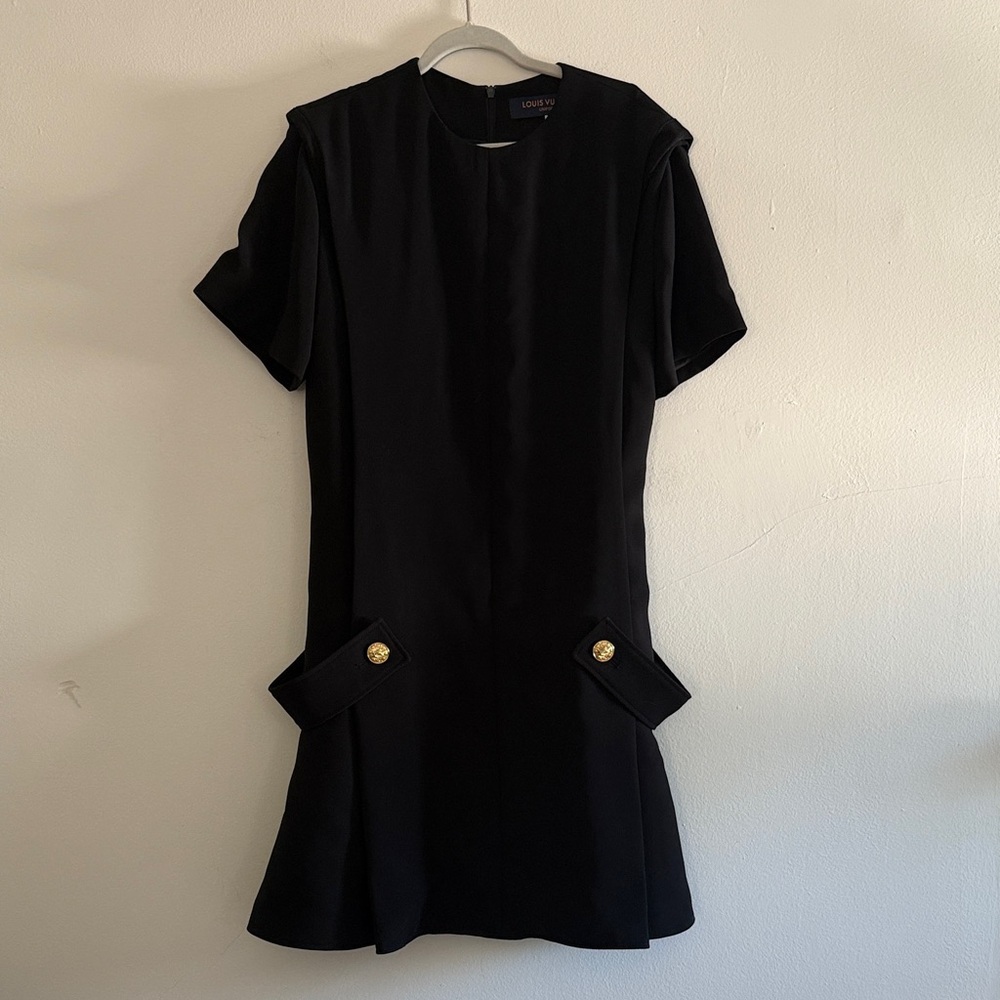 Louis Vuitton Black Mini Dress with Gold Accents